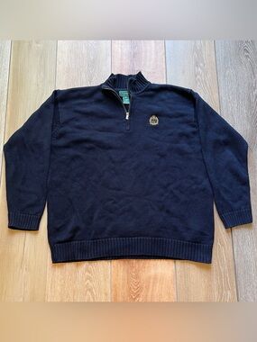 Ralph Lauren Navy Half-Zip Crest Jumper
